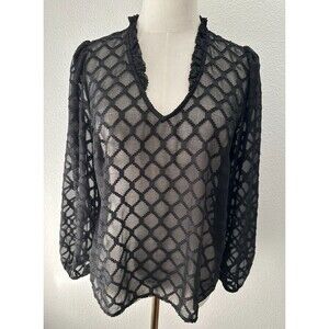 Banana Republic Sheer Mesh Top Small Black Whimsigoth Fairy Grunge Dark Romantic
